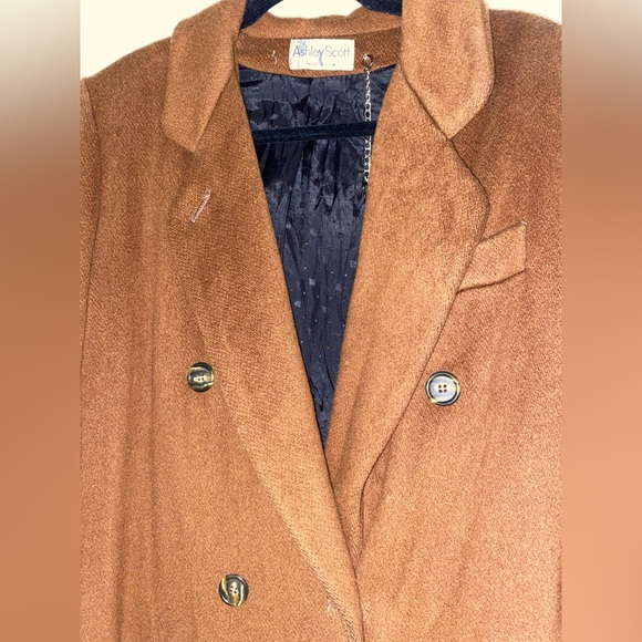 Ashley Scott 100% wool caramel brown long heavy warm double breasted trench coat - Picture 5 of 15